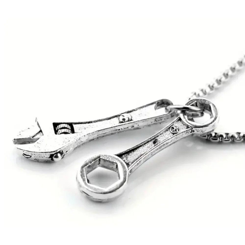 Men's Steel Necklace Construction Mechanic TOOLS Wrench